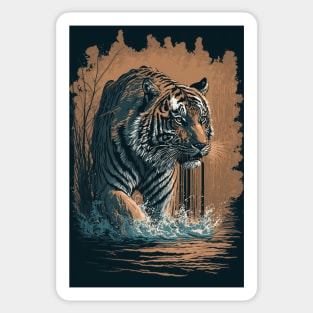 The Majestic Tiger of the Water Sticker